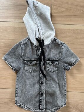 Lenox James Toddler 3T Acid Wash Denim Hooded Button Front Shirt